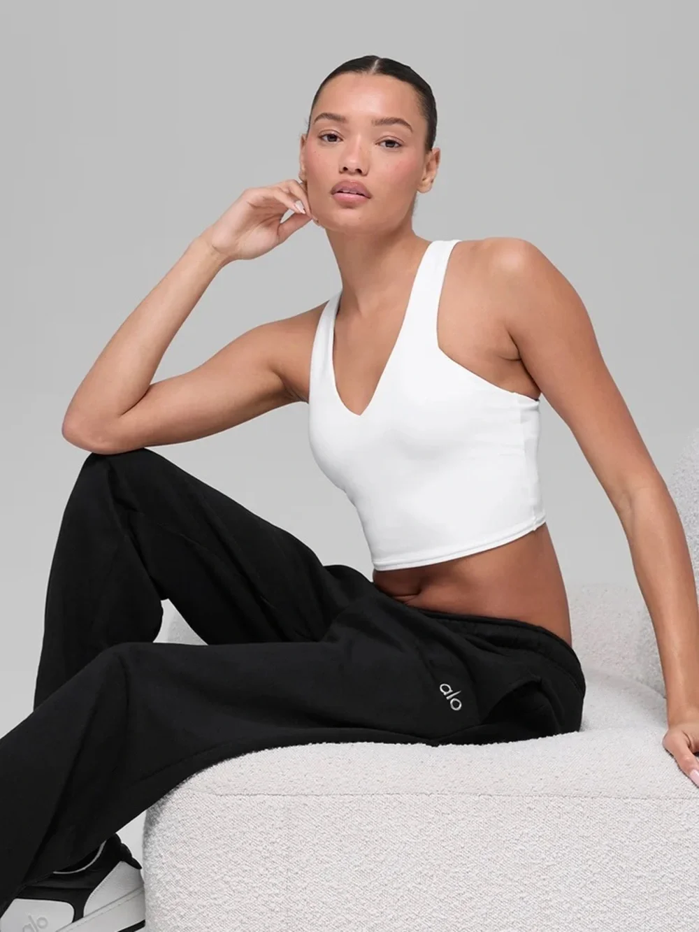 ALO Airbrush Real Bra Tank (White, Size S)